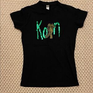 100% Cotton Stretch Black KoRn Cap Sleeve Small T-Shirt